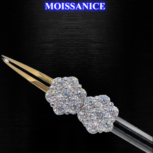 8mm-15mm Solid Silver Floral Set Moissanite Diamond Earrings