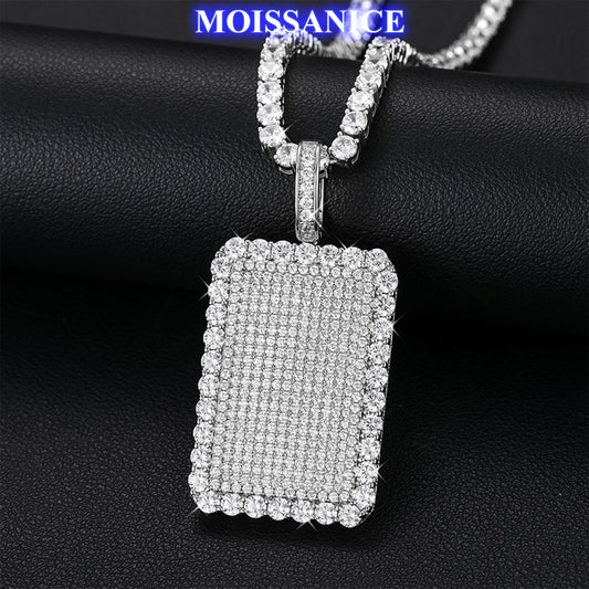 Moissanite Diamond Dog Tag Pendant