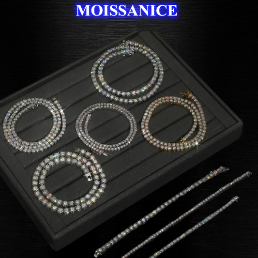 2.0mm-6.5mm Solid Silver Moissanite Diamond Tennis Chain