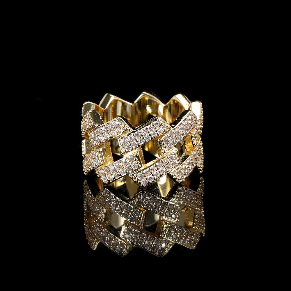 Solid Silver Moissanite Diamond Miami Cuban Link Ring