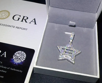 Moissanite Baguette Diamond Star Pendant