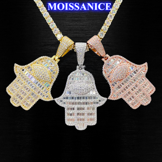 Moissanite Baguette Diamond Hamsa Pendant