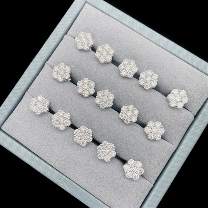 8mm-15mm Solid Silver Floral Set Moissanite Diamond Earrings