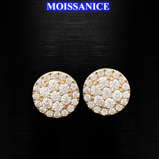 10mm Solid Silver Moissanite Diamond Cluster Earrings