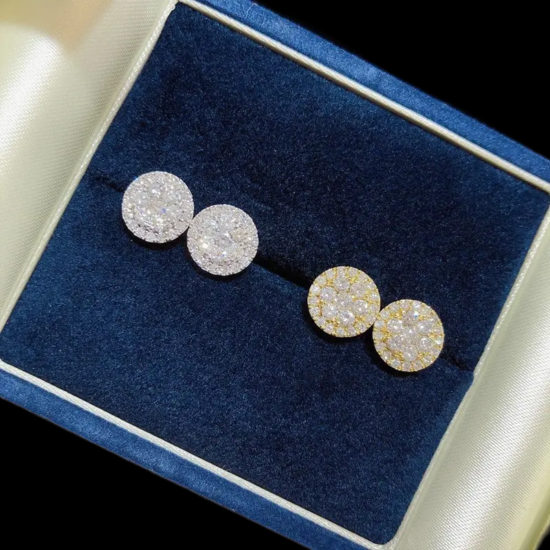 10mm Solid Silver Moissanite Diamond Cluster Earrings