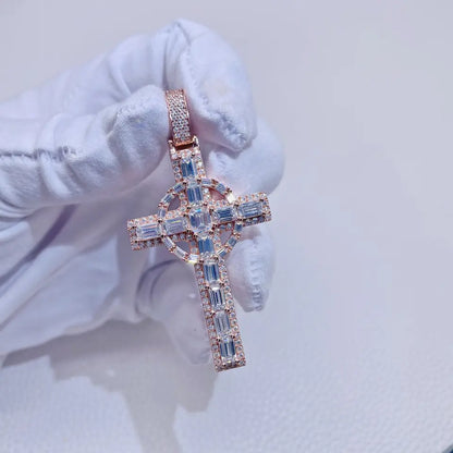 Moissanite Baguette Diamond Cross Pendant