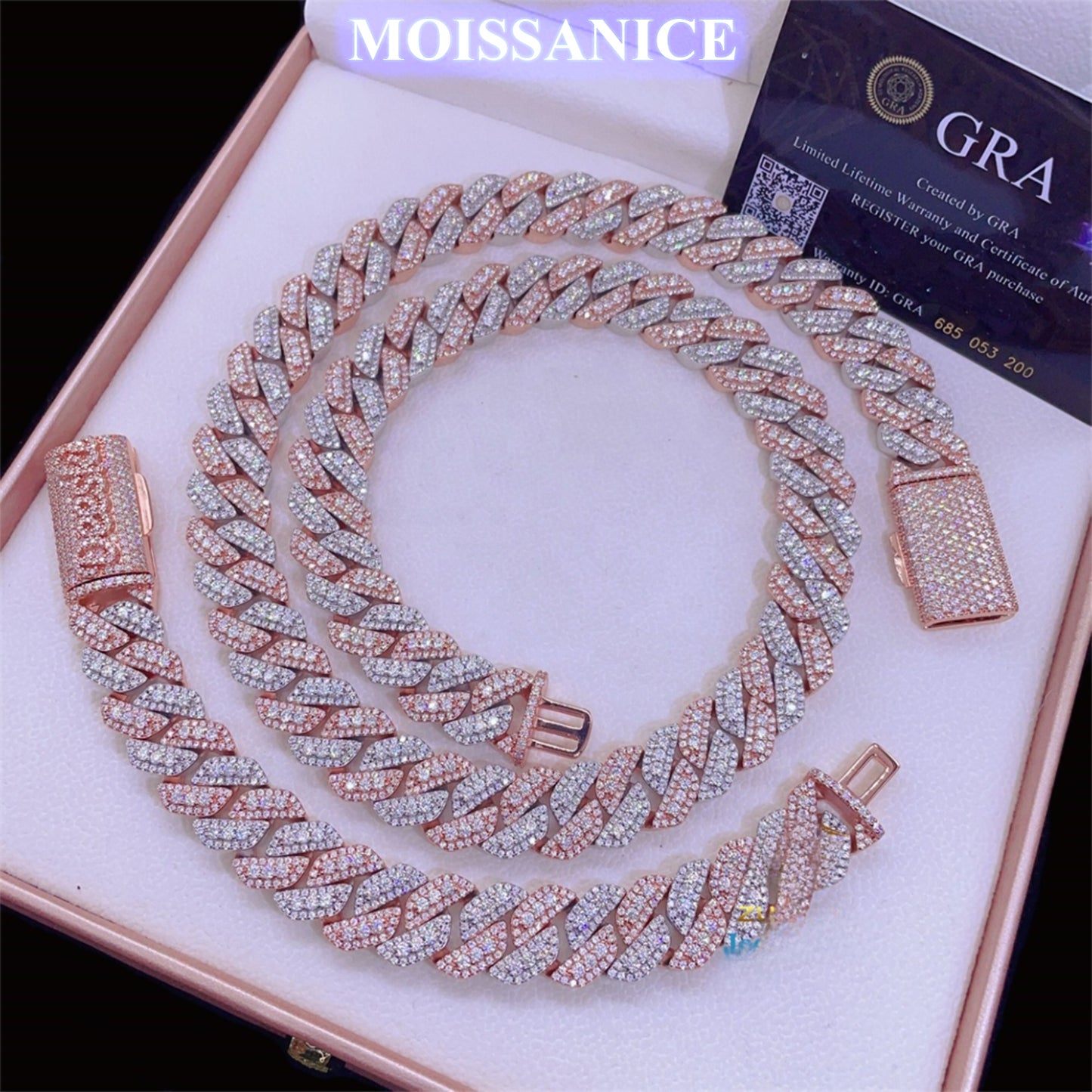 15mm Solid Silver Moissanite Diamond Miami Cuban Link Chain