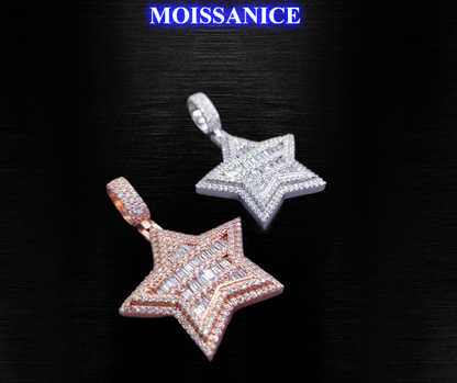 Moissanite Baguette Diamond Star Pendant